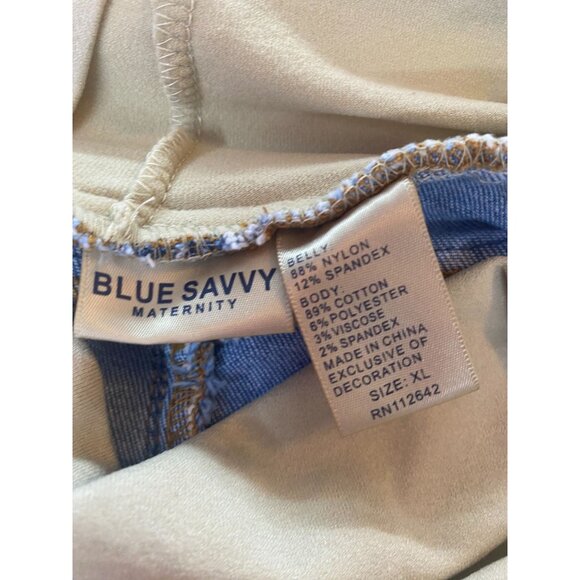 Blue Savvy Maternity XL Blue Denim Distressed Full Panel Shorts - Picture 5 of 6